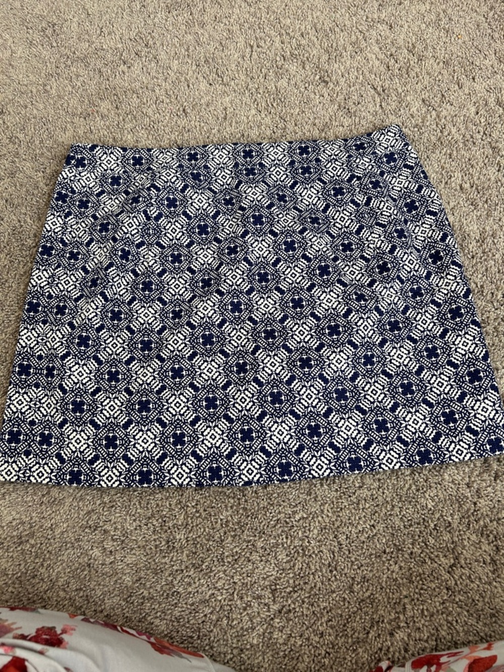 J. Crew Navy and White Geometric Mini Skirt